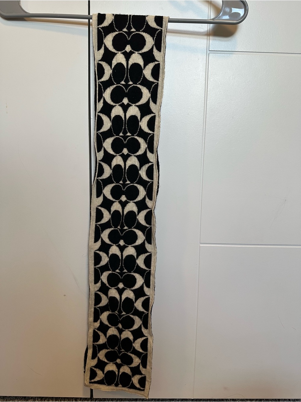 Vintage Coach Jacquard Logo Scarf - Black and Cream